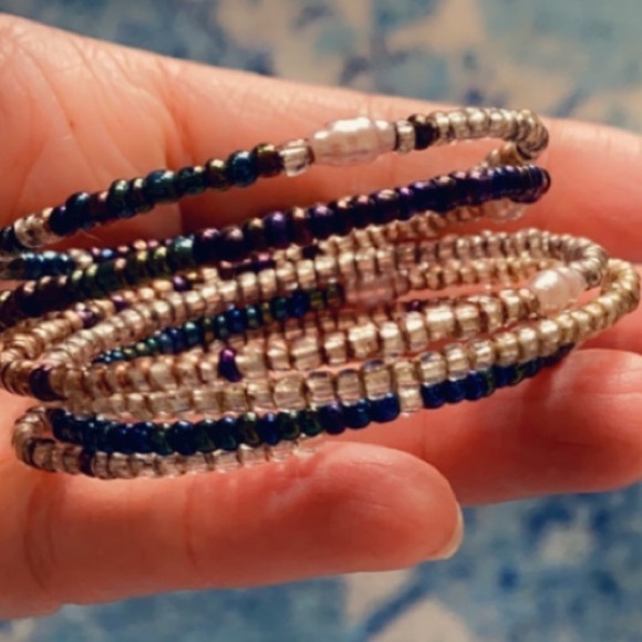 Layered Micro Bead and Pearl Adjustable Bracelet - Picture 7 of 15